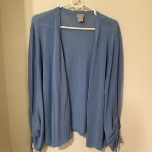 CHICO’S:  French Blue Open-Front Sweater/Blouse  (NWOT)